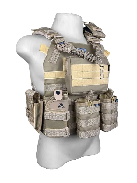 Colete Tático Modular Plate Carrier + 8 Acessórios Tan