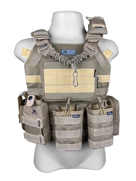Colete Tático Modular Plate Carrier + 8 Acessórios Tan