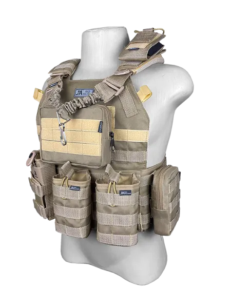 Colete Tático Modular Plate Carrier + 8 Acessórios Tan