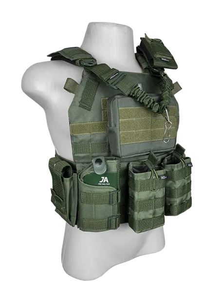 Colete Tático Modular Plate Carrier + 8 Acessórios Verde Oliva