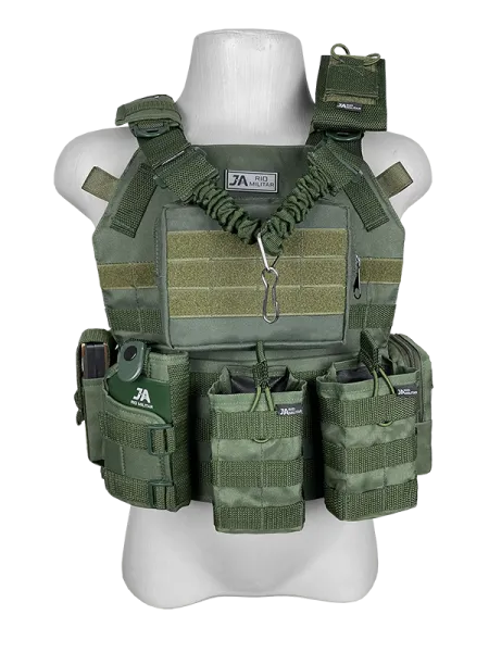 Colete Tático Modular Plate Carrier + 8 Acessórios Verde Oliva