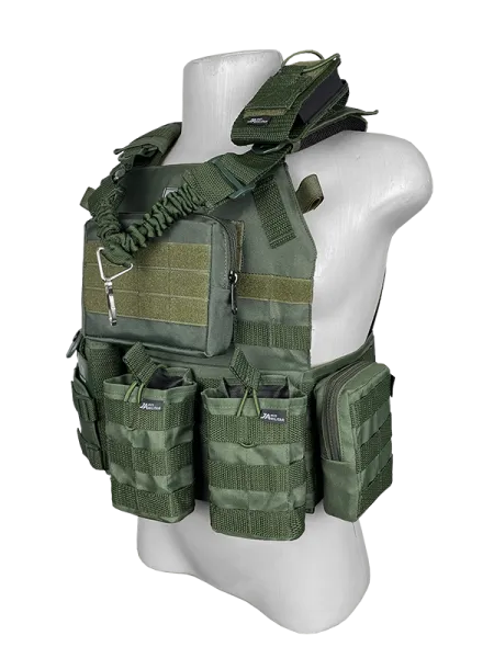 Colete Tático Modular Plate Carrier + 8 Acessórios Verde Oliva