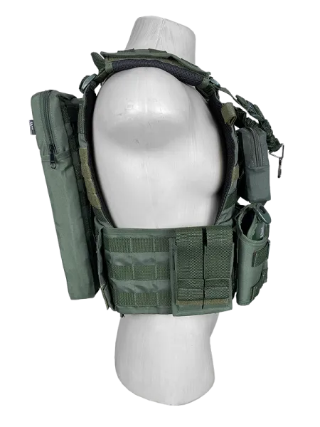 Colete Tático Modular Plate Carrier + 8 Acessórios Verde Oliva