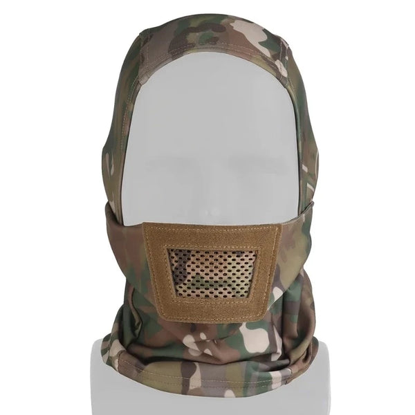 Balaclava com proteção de malha, máscara facial