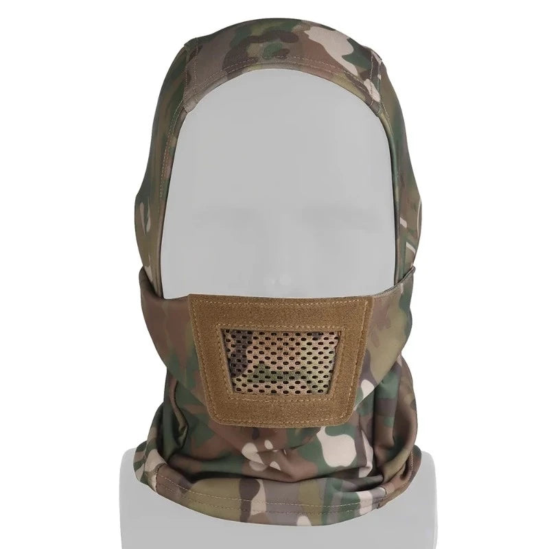 Balaclava com proteção de malha, máscara facial